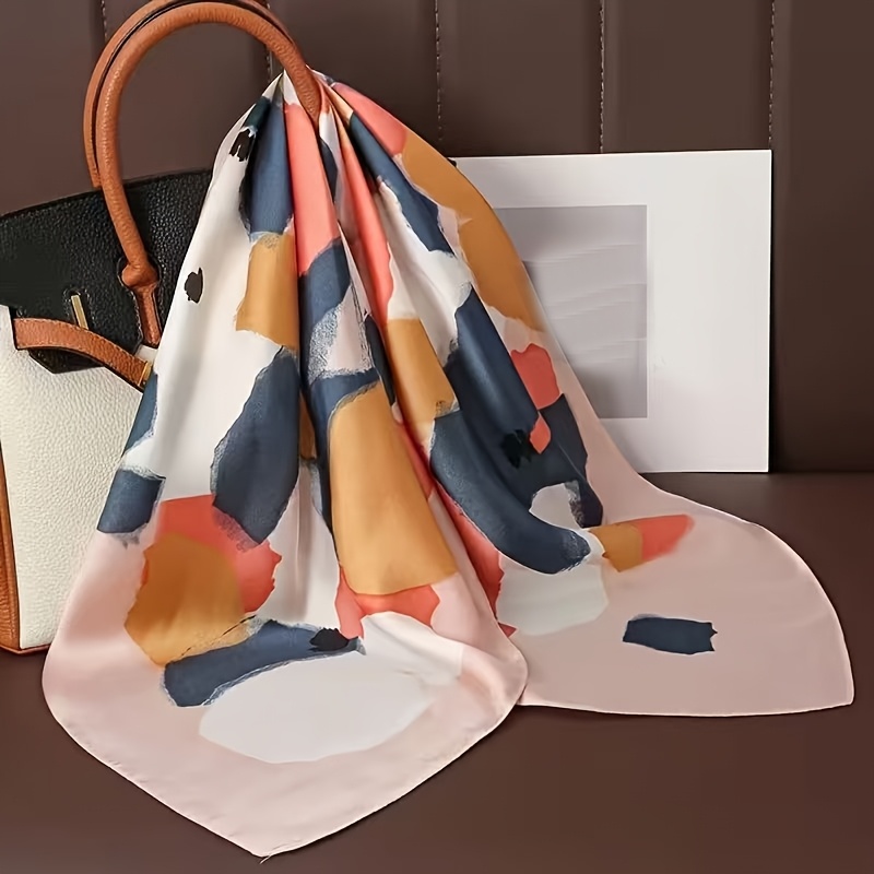 E-shop Bohemian-Stil Ölgemälde Farbblock Quadrat-Tuch, 27,5 Zoll, Leicht und Weich, Handwaschbar, für den oder als Festgeschenk