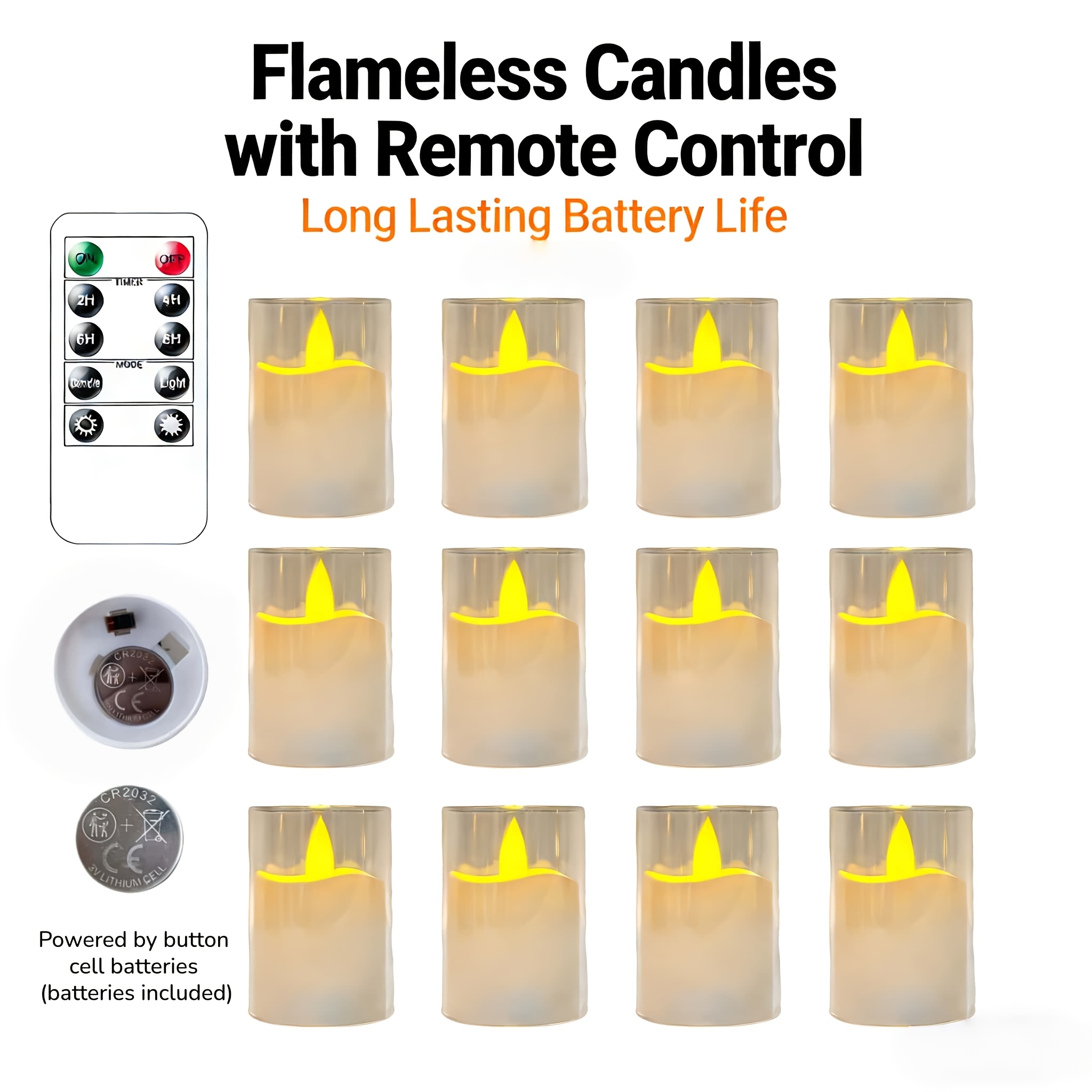 TEMU 12pcs Of Transparent Flameless Candles For Spring, Perfect For Valentine's Day, With Remote Control, Ideal For A Romantic Atmosphere During ,