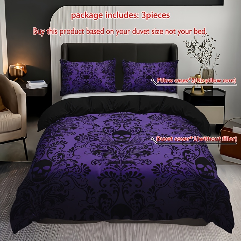 Image of 3pcs Textured Floral Duvet Cover Set (1pc Duvet Cover And 2pcs Pillowcases Without Pillow Inserts), Home And Dorm High-definition Print