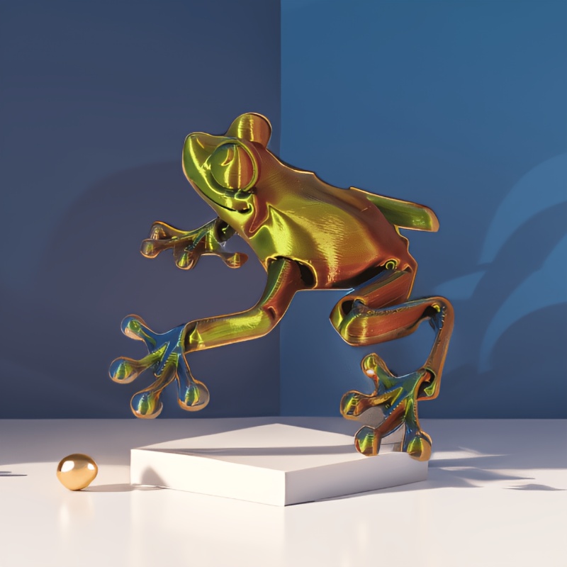 

3d Printed Frog Statue With Movable Joints - Ideal For Halloween & Valentine's Day Decor, Cartoon-themed Home Accent