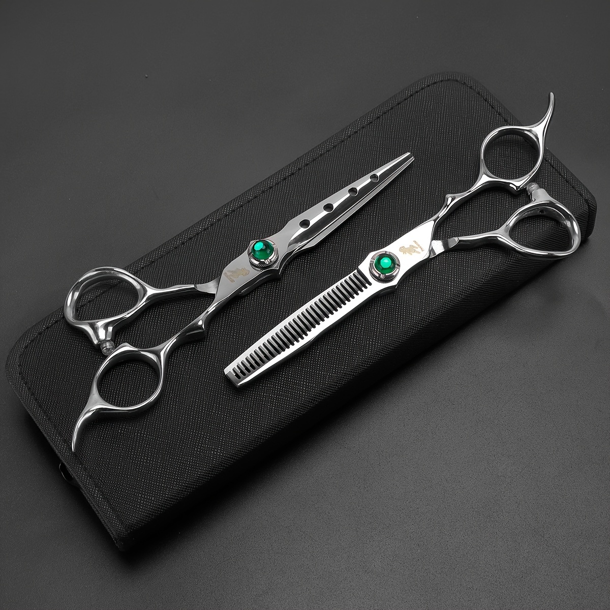 TEMU Set, Stainless Steel Hair Cutting Scissors, Hair Thinning Shears, With Storage Bag, Professional Hairdressing Tools Accessories