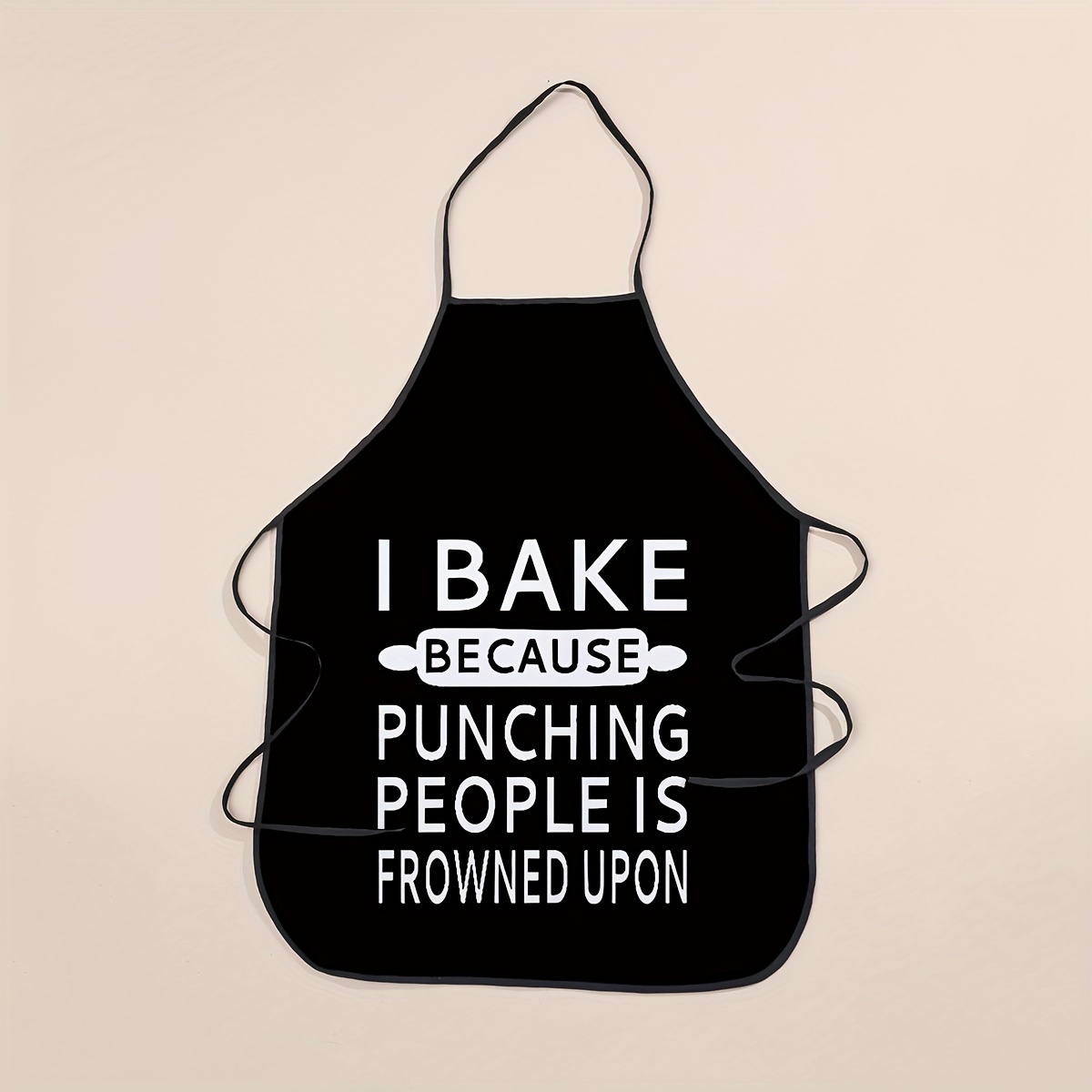 

Humorous Polyester Chef's Apron With " Punching People Is Frowned " Print - Woven Kitchen Apron For , 1 Piece