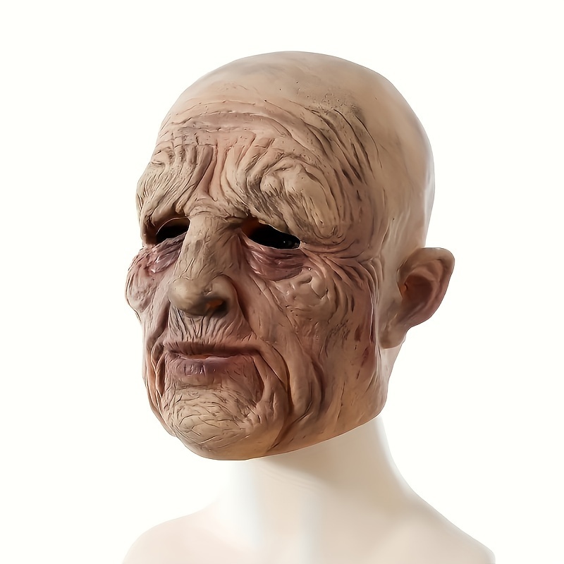 Máscara de anciano calvo Halloween Ceja blanca calva Máscara de hombre  viejo simulada Viejo abuelo Látex Cubierta de cabeza