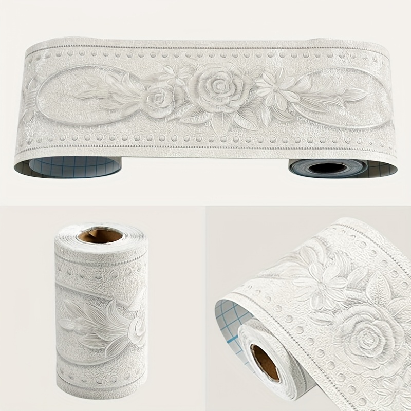 Waterproof Peel And Stick Wallpaper Border Suitable For Bathroom, Kitchen Backsplash, Tiles - Removable Decorative Molding, Plastic Flower Wallpaper, Install, Moistureproof, 16.4ft