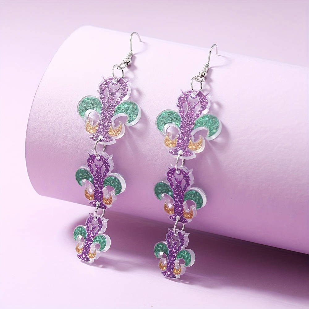 acrylic mardi gras earrings