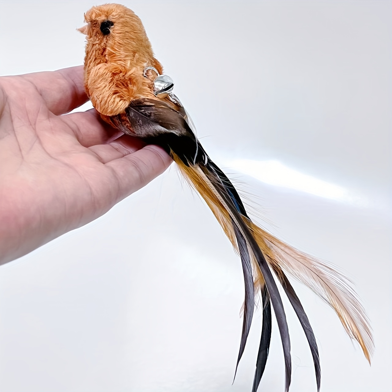 Bird Replacement Heads for Cat Toys, Artificial Feather Material, Replacement Teaser Head for Cat Wand Bird with Bell, Sturdy Cat Toy for Indoor Entertaining, Without Battery