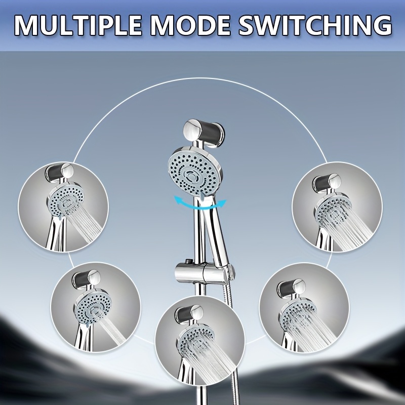 Stainless Steel Lifting Shower Set with 5-Function Hand-Held Shower