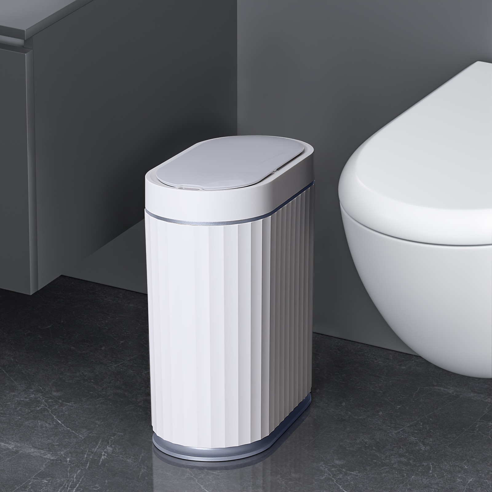 

Elpheco Automatic Motion Sensor Trash Can - 2 Gallon For Bathroom, Bedroom, Kitchen, Office - White With