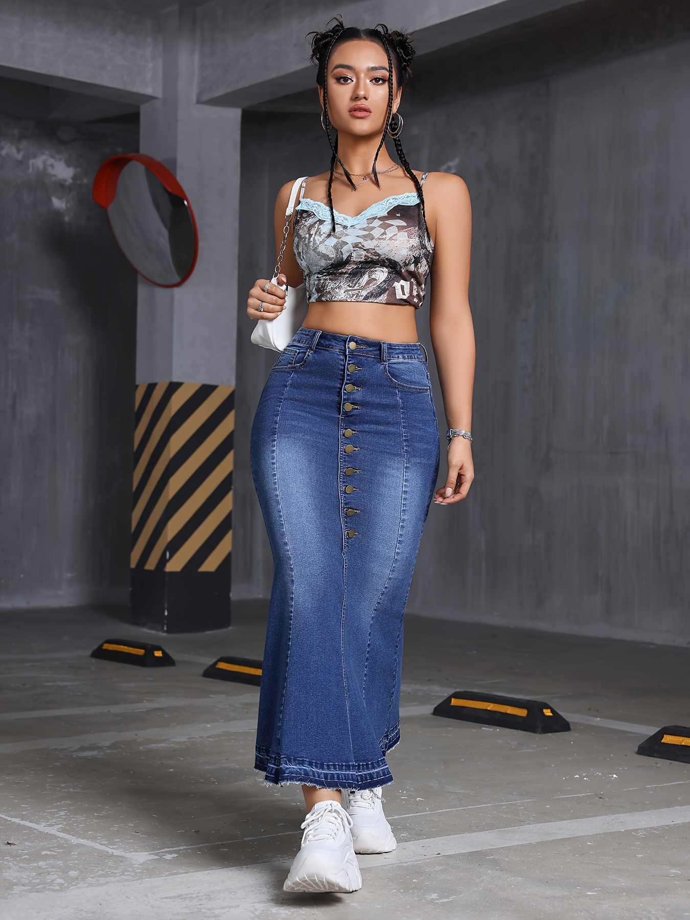 women's high waisted mermaid denim maxi skirt - Temu United