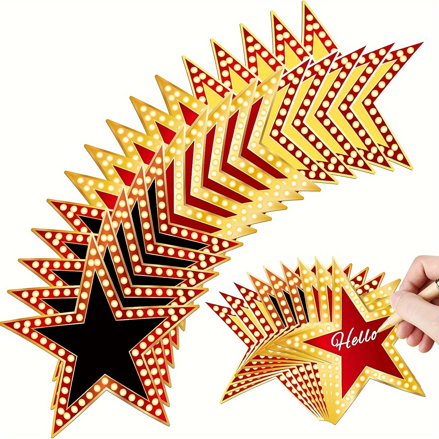 

18 Piece - Double-sided Printed Paper Decorations, 6-inch Red & For Movie Night, Award Show Parties, Bulletin Board & Classroom Wall Decor, Waterproof With Adhesive Points