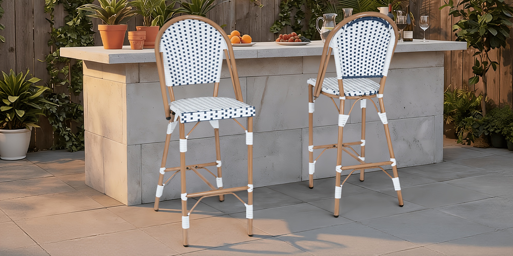 French Counter Height Bar Stool Set of 2, 30