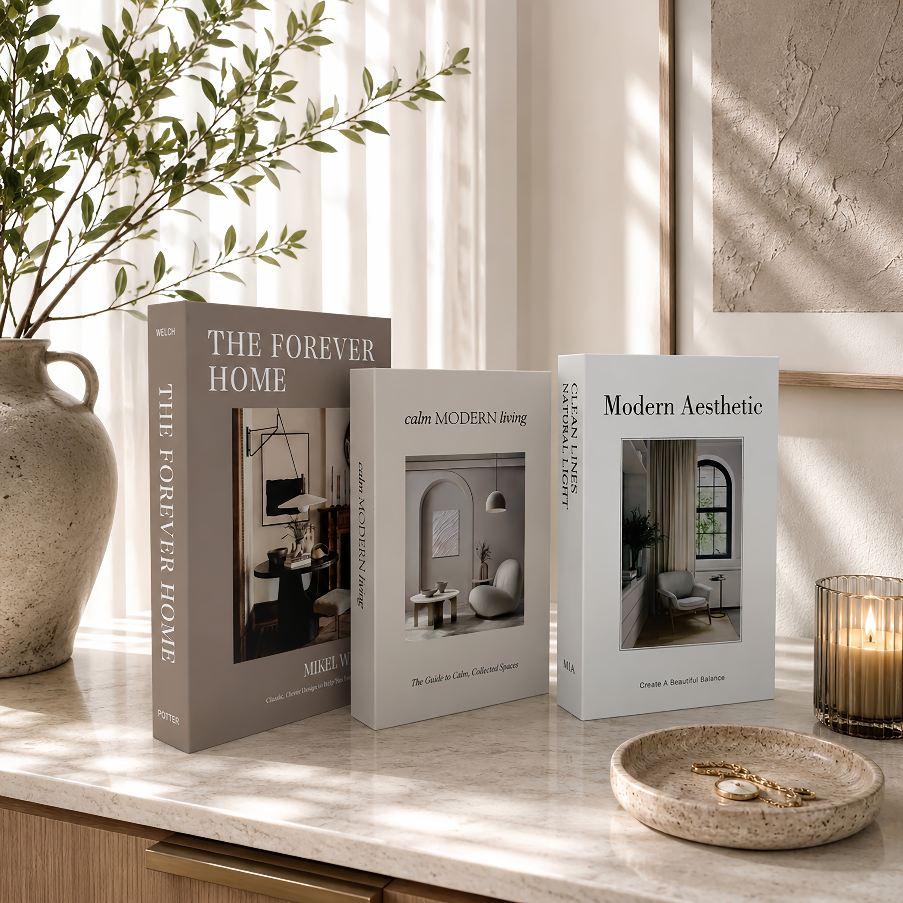 TEMU A Set Of 3 Nordic-style Books, Perfect For Decorating Living Rooms, Studies, Tv Cabinets, Or Desktops. A Soothing And Artistic Display Item,