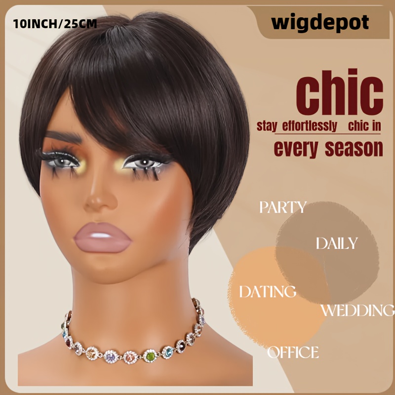 [150% Synthetic Wig] 150% Density Lightweight Breathable Synthetic Hair Wig With Bangs | Straight For Women, Look For Music Festivals, Parties & Casual Attire - Unique Gift Idea