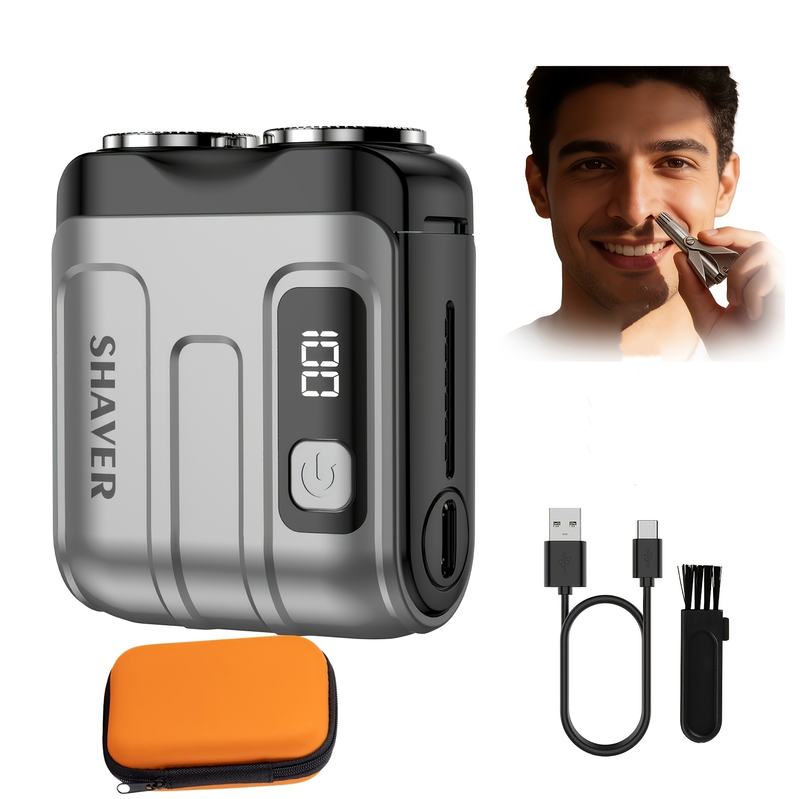 Image of Mini Portable Dual-blade Electric Shaver: Powerful Motor, , Usb Rechargeable, And Easy To Carry When Traveling Or Trips. For The Holidays.[free Storage Pouch Included]