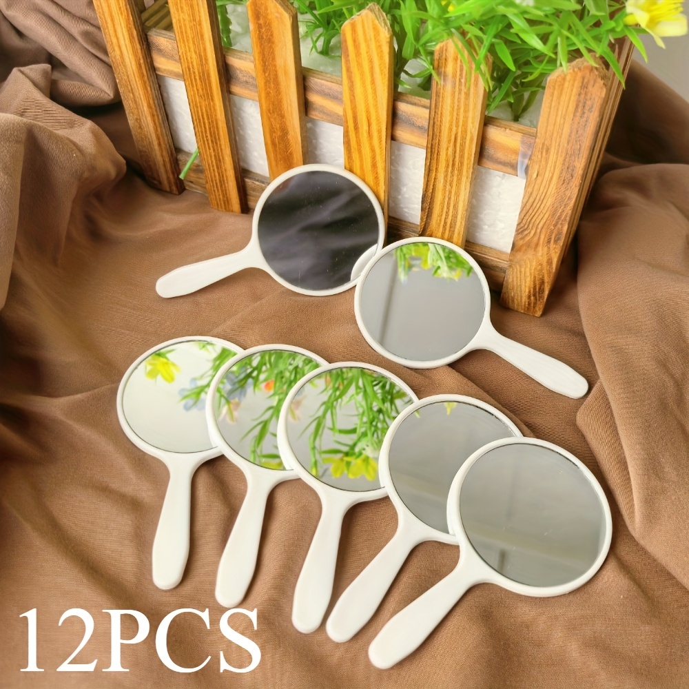 TEMU A Set Of 12 Handheld Mirrors With Handles, Measuring 3. 9 Inches In Length And 2. 1 Inches In Width. Compact Round Mirrors, For Bulk Purchase,