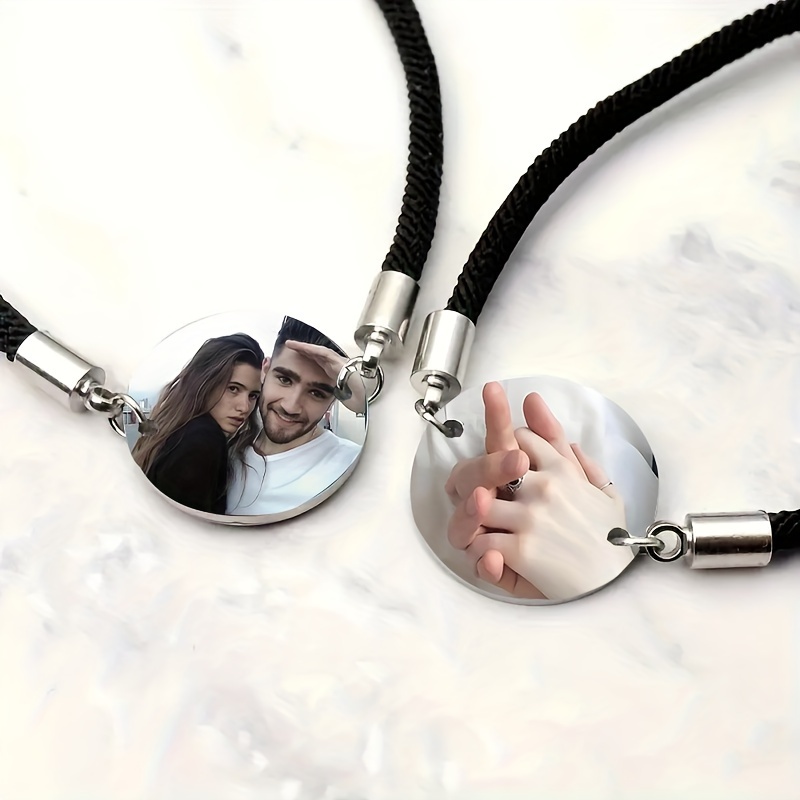 

Custom Photo Personalized Adjustable Bracelet - Stainless Steel Wristband, Unisex No Plating No Mosaic Material, Ideal Gift