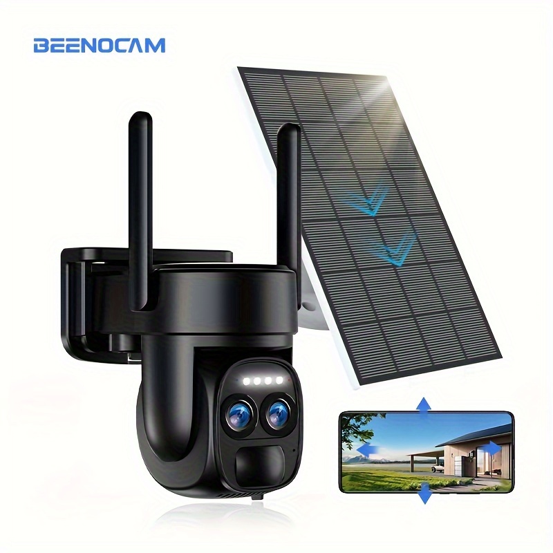 

10x 360-degree Low-power Cctv Solar Panel Battery 2k Fhd Wifi Camera With Spotlight Alarm, Motion Detection, Color , Audio