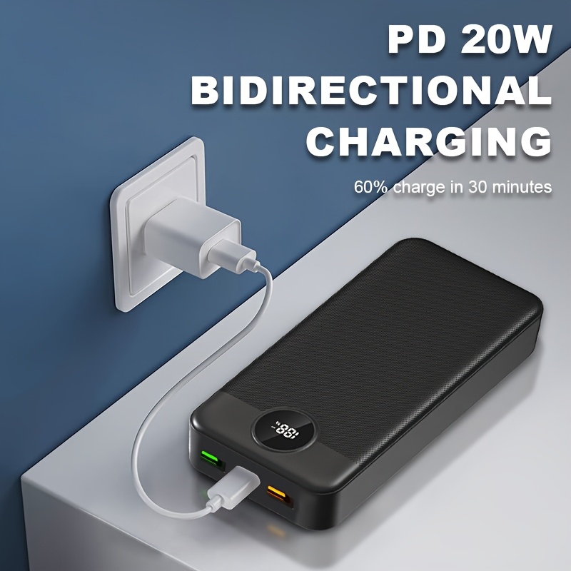 50000mah Power Bank, 66w Fast Charging, Portable Mobile Power Supply, Outdoor Emergency , Fast Usb Charger, Easy To Carry, Essential For Travel, Suitable For Phone, Devices
