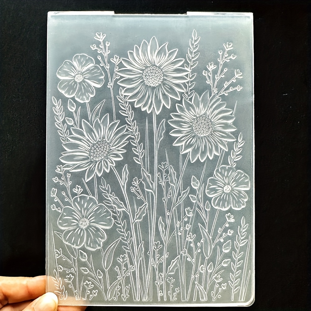 3d Floral Sunflower 2 Pattern Diy Plastic Embossing Template - 3d Embossed Card, Perfect For Occasions And Making Cards, Scrapbooks, Gift Tags, Etc