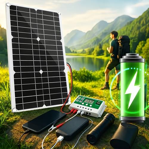 180 portable solar panel kit with controller foldable solar battery charger for power bank cell phone flashlight outdoor camping essentials emergency power supply for rv hiking fishing dual usb ports power supply off grid