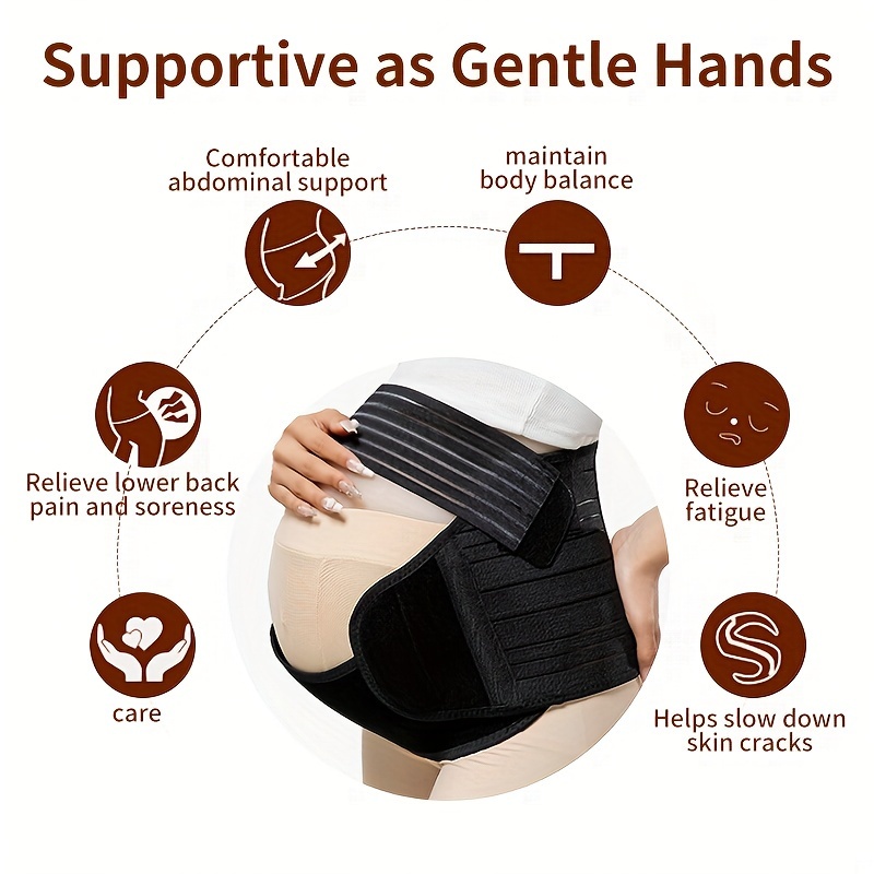 3-in-1 Pregnancy Belly Belt - Back/Pelvic/Hip Support with Abdominal Muscle Stimulation, Adjustable Strap & Hook & Loop Closure