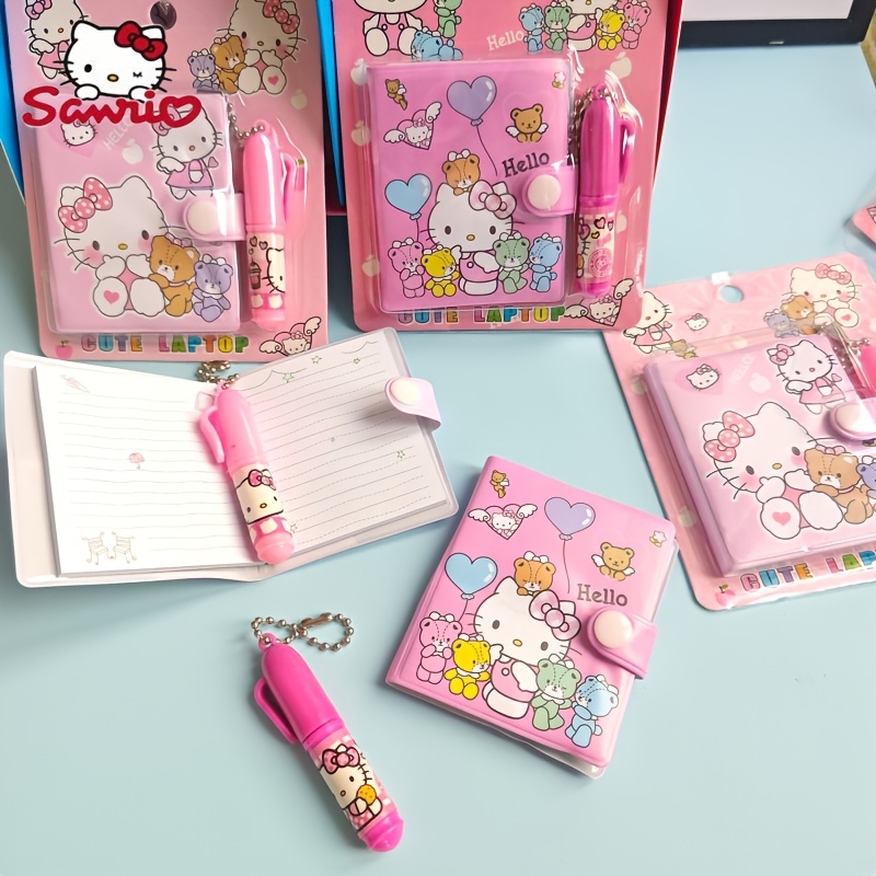 

Sanrio Hello Kitty Mini Notebook Set, 4pcs Cute Cartoon Pink Pocket Journals With Ballpoint Pen, Soft Matte , School Style, Sanrio, Matte , School Style