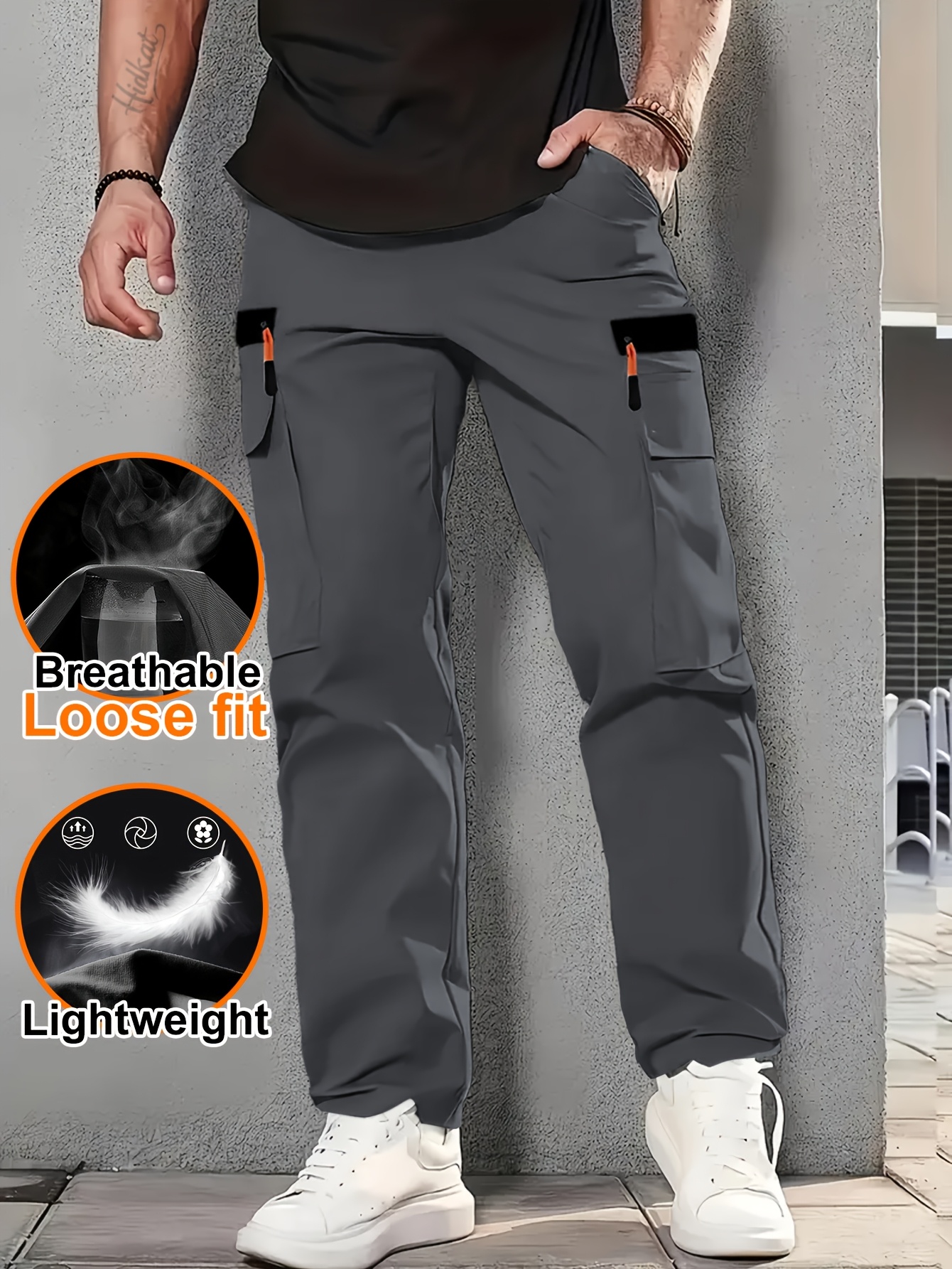 Men's Outdoor Loose Cargo Pants with Multiple Pockets