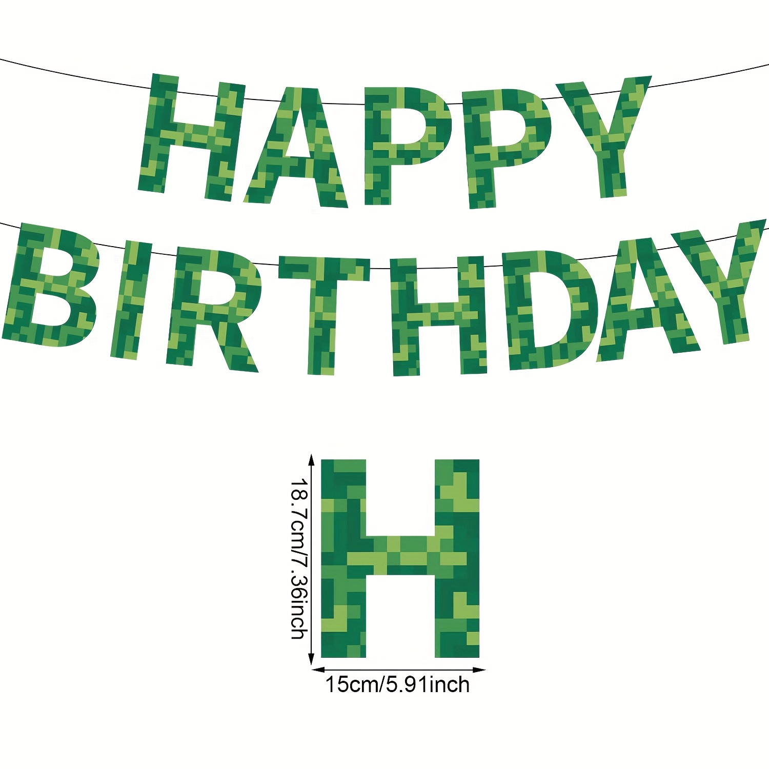 1pc, Pixel Birthday Banner, Birthday Party Decoration, Wall Decoration, Photo Backdrop