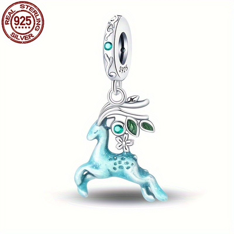 

1pc S925 Sterling Silver Elf Reindeer Charm, -the-dark, Enamel Flower Accents, Fits Original Bracelet & Necklace, Women' Jewelry, Ideal For Engagement, Birthday, Holiday Gift, 2g