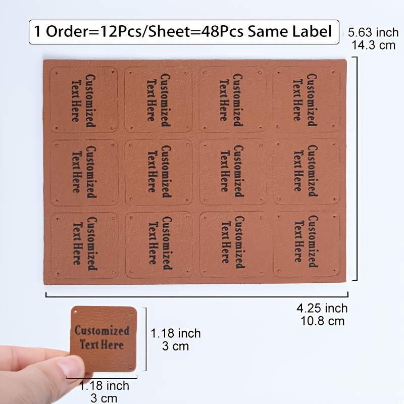 TEMU 48pcs Handmade Custom Set | Personalized Faux Leather Emblem Tags | 4-hole Sew-on Labels For Crafts, Knitting, Sewing, Hats, Back To School
