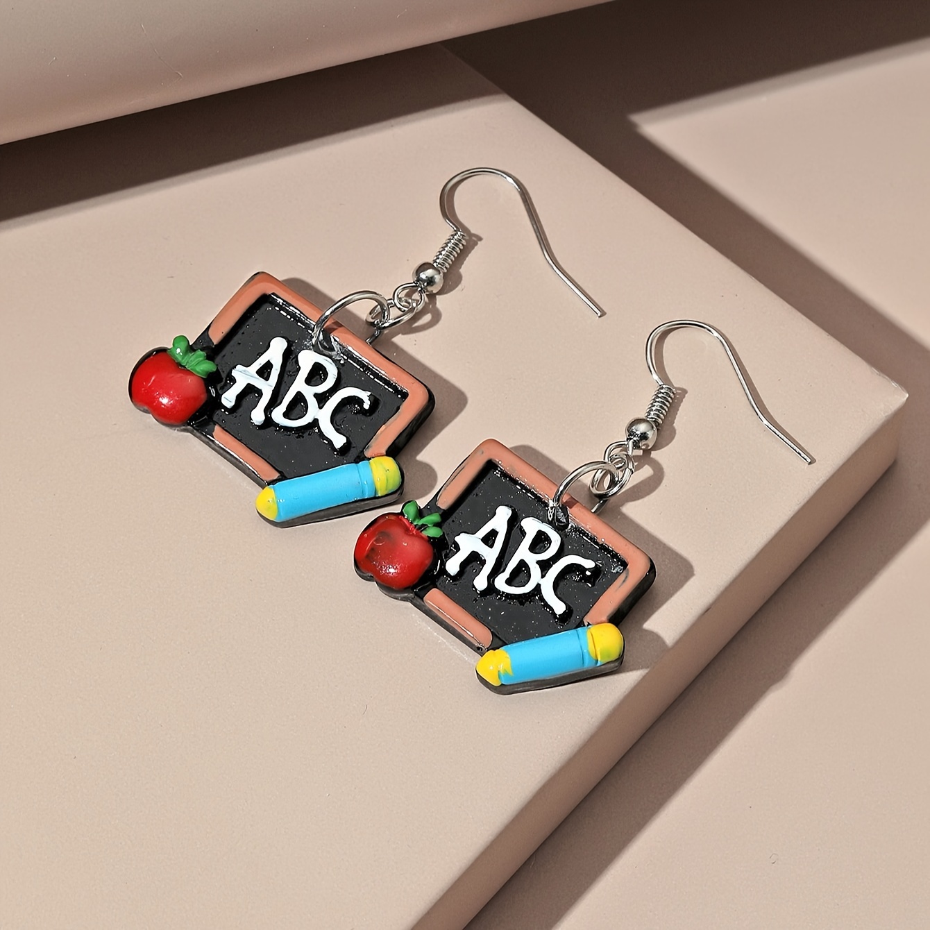 

Cartoon Abc Dangle Earrings - Cute Resin & Zinc Alloy, Teacher Appreciation & Back-to-school Celebrations