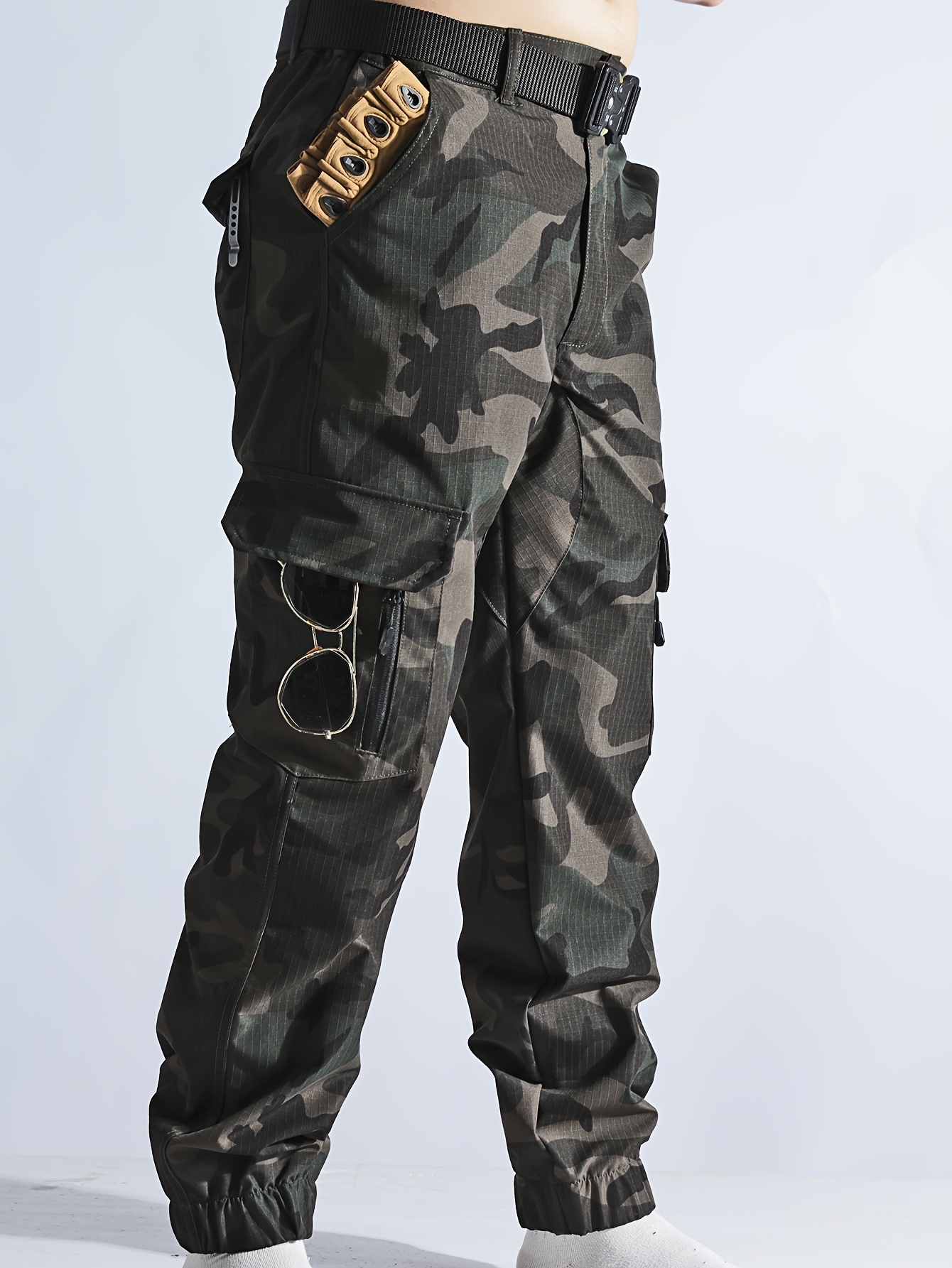 Herren Cargohose Camouflage - Leichte Outdoor Hose Mit Seitentaschen