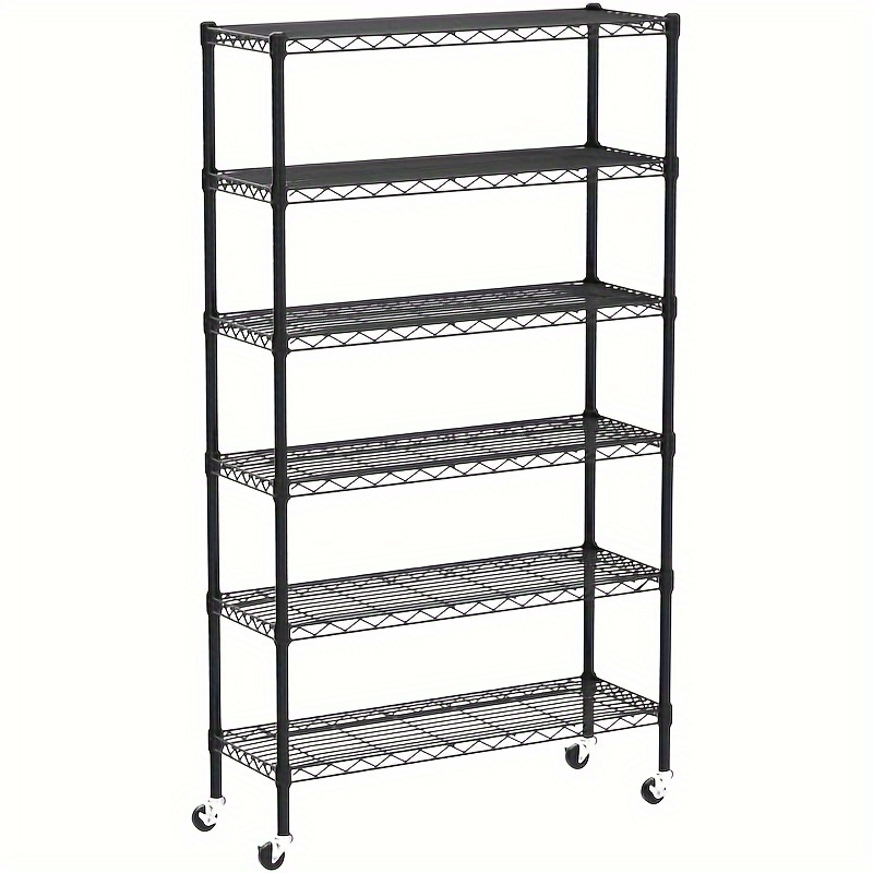 

6-tier Steel Wire Shelving Unit, 48x18x82in, 2100lb Capacity, Adjustable Nsf Certified Storage Rack With Casters - For Garage, Kitchen, Pantry