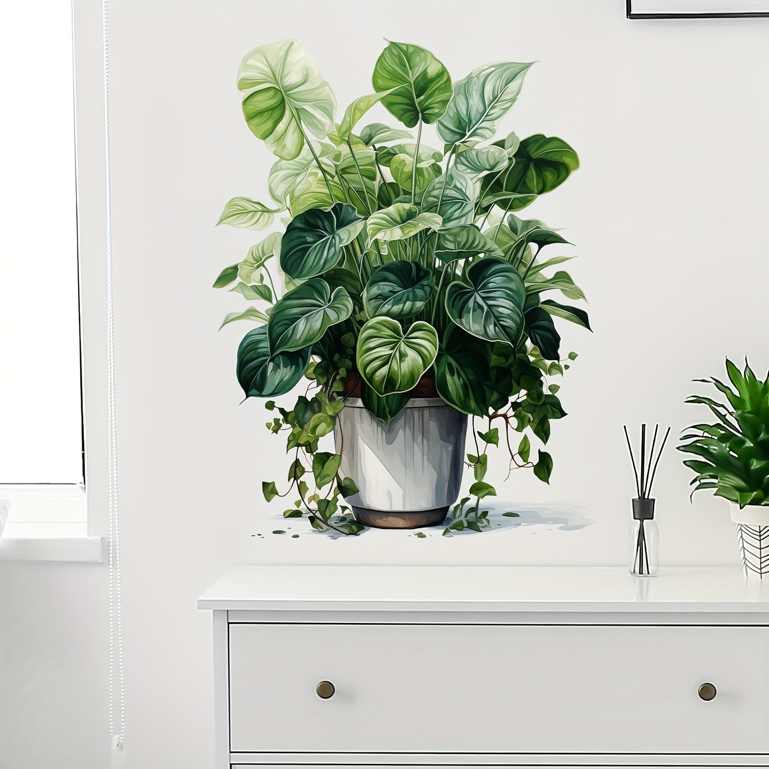 1pc Potted Plant Decorative Wall Sticker, 3d Decal, Suitable For Bedroom, Living Room, Room