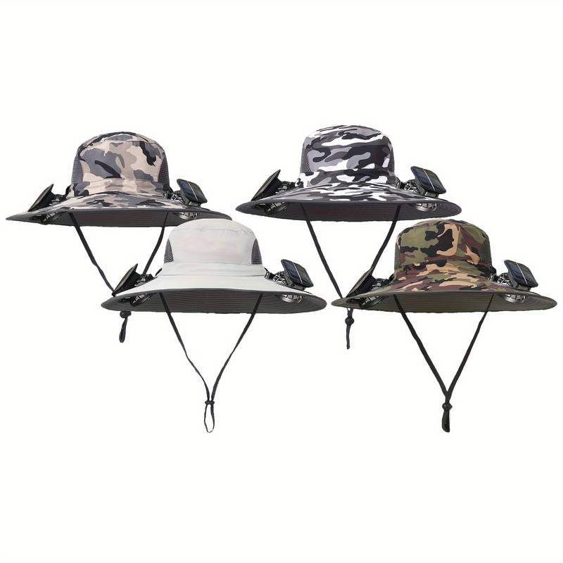 Solar & USB Powered Fan Hat For Outdoor Fishing, Hiking - Sunscreen Bucket Hat With Dual Fans, UV Protection