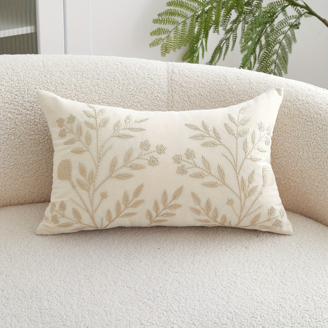 TEMU Multicolored Leaf 3d Embroidered Pillow Cover For Spring And Summer, Perfect For Home Decor In Living Rooms, Bedrooms, And Parties