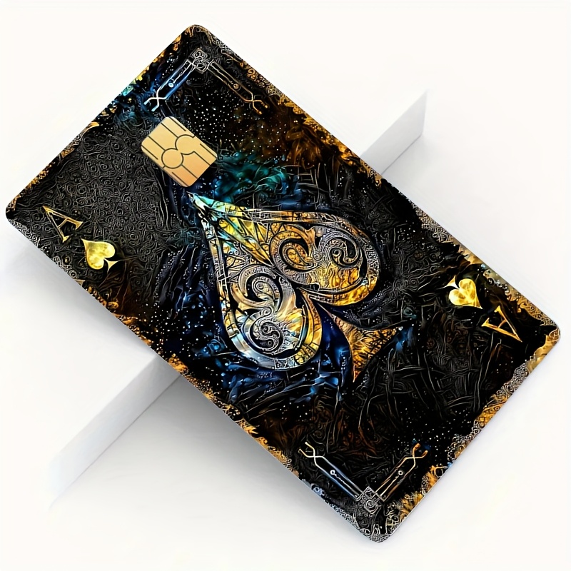 Image of 2pcs Fun Card A Skin - Durable Pvc Privacy Protection Sticker, Suitable For Credit Cards, Bank Cards And Transportation Cards - Scratch-resistant, Street Style Fashion Accessory