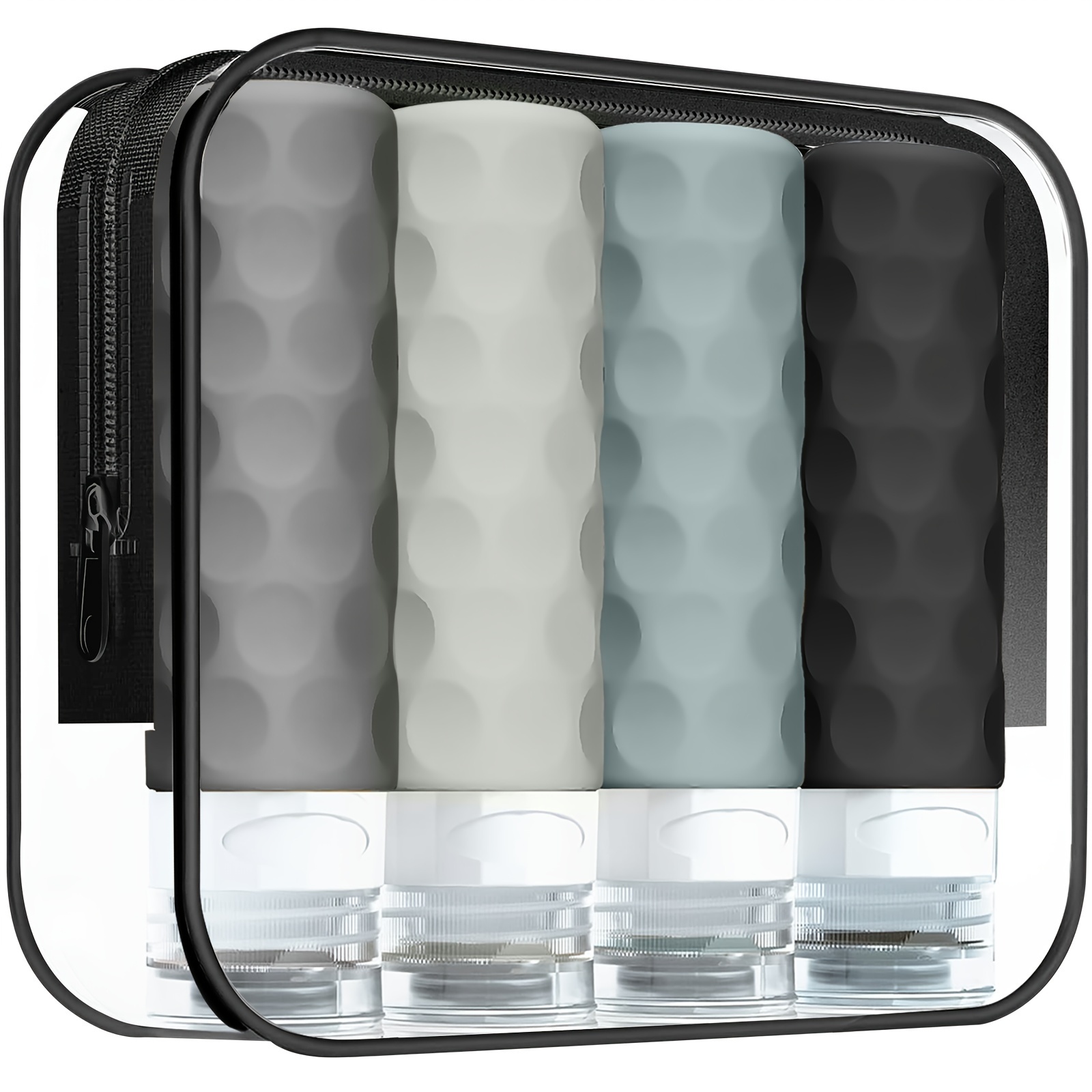 

4pcs Tsa-approved 3oz Silicone Travel Bottles For Toiletries - Leakproof, Refillable Containers In Assorted Colors With Black Zippered Pouch - Ideal For Shampoo And Liquids, Toiletry Travel Bag