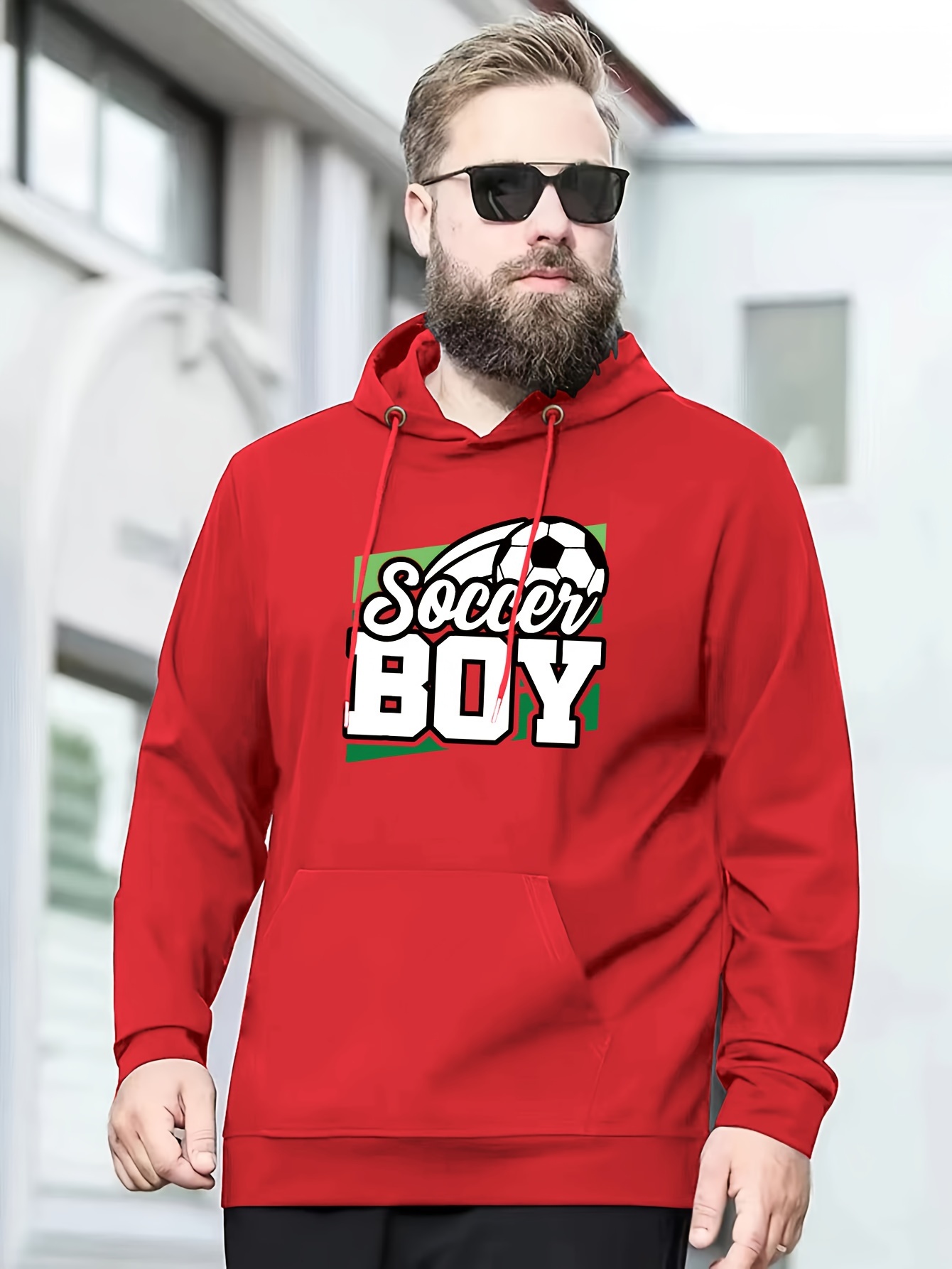 Plus Size Men's Loose Soccer Boy Graphic Print Hoodie - Temu Ireland