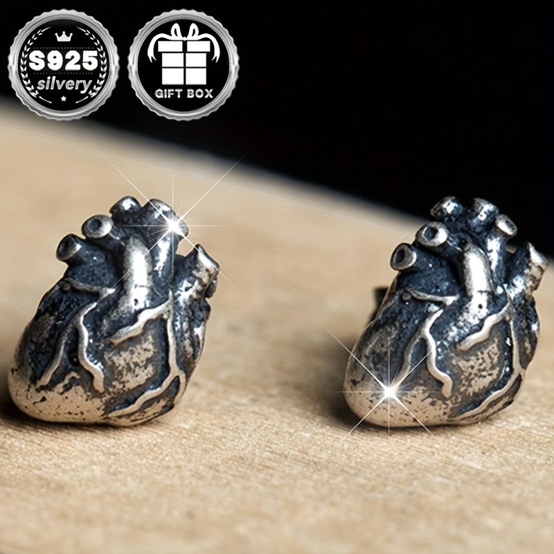 925 Sterling Silver Personalized Heart Shape Stud Earrings