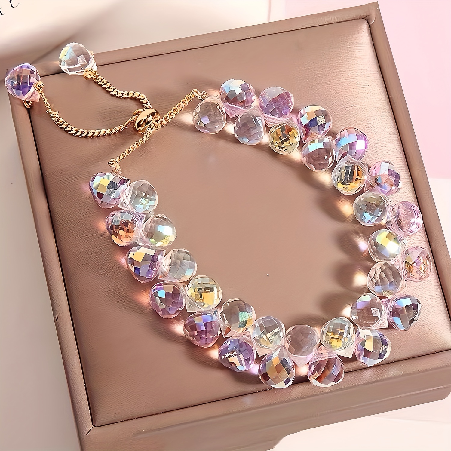 

8mm Women's Bracelet Double Set Crystal Bead Bracelet Natural Stone Stretch Bracelet Bohemian Bracelet Set Clear Quartz Jewelry Women's Gift
