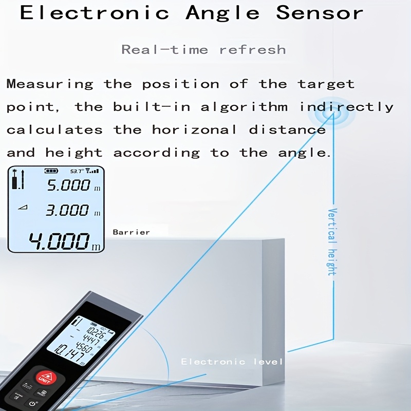 laser   rangefinder measuring tape laser subway rangefinder aluminum alloy shell usb charging supports pythagorean mode some distances have angle function laser distance 131ft 196ft 262ft 328ft Product details 6