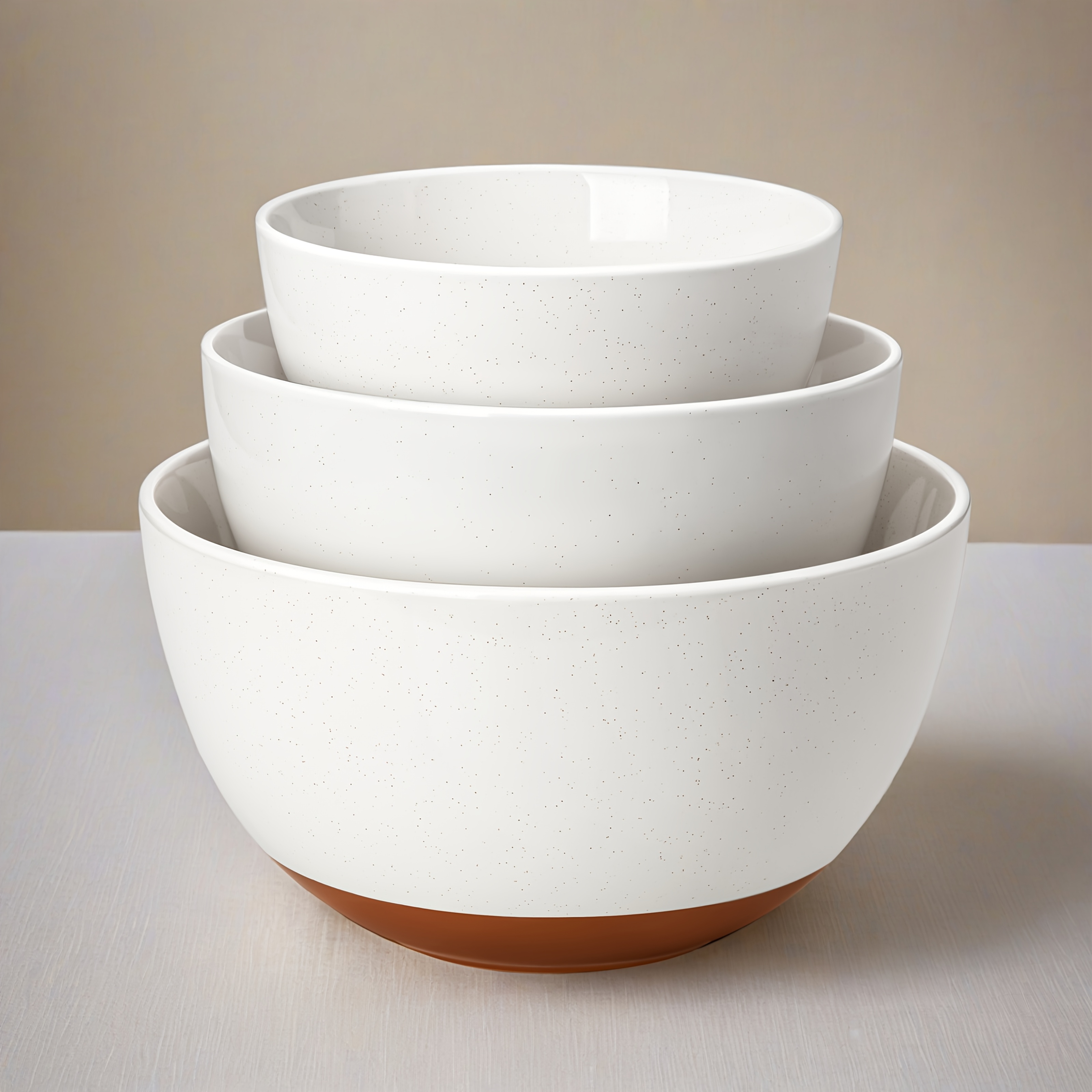 Image of 3pcs Large Salad Bowl With Sesame Glaze 1380ml To 4200 Ml Capacity Premium Porcelain Serving Bowl For Pasta, Fruit, Mixing Dishwasher Safe