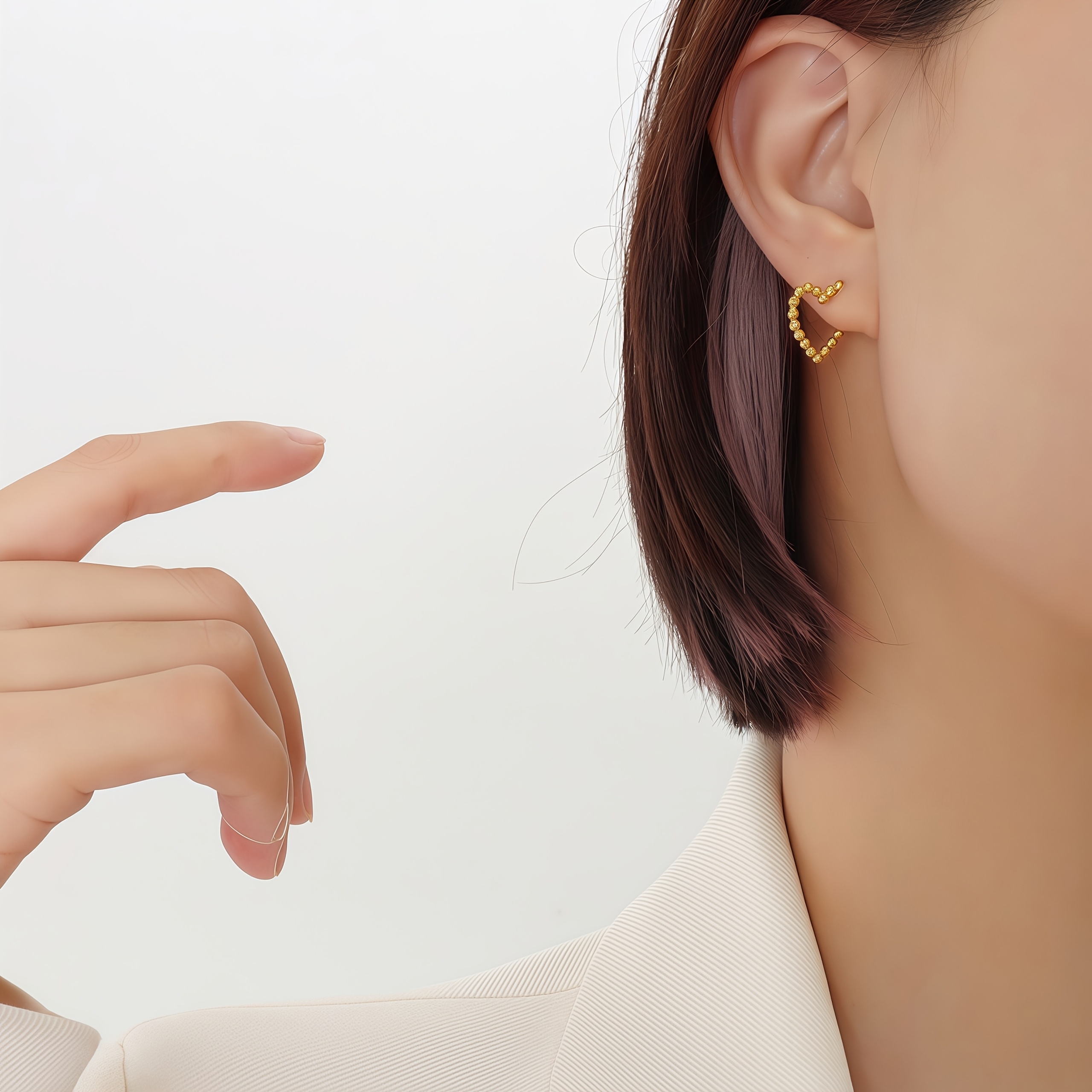 TEMU Boucles d'oreilles minimalistes à faible avec perle ronde de cœur, clous en acier inoxydable plaqué or , pinces d'oreille douces pour femmes,