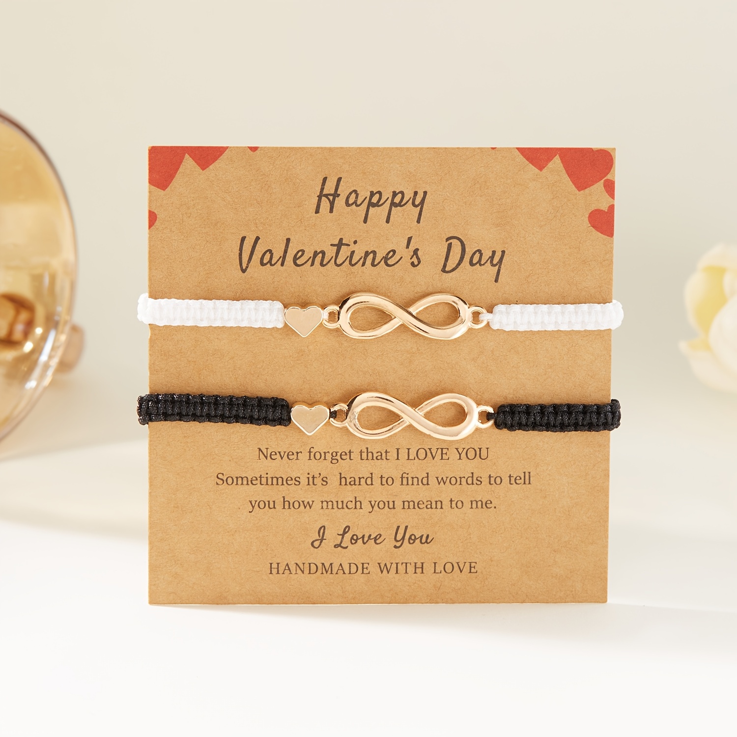 2pc Infinity Symbol Couples Bracelets Set with Heart Charm