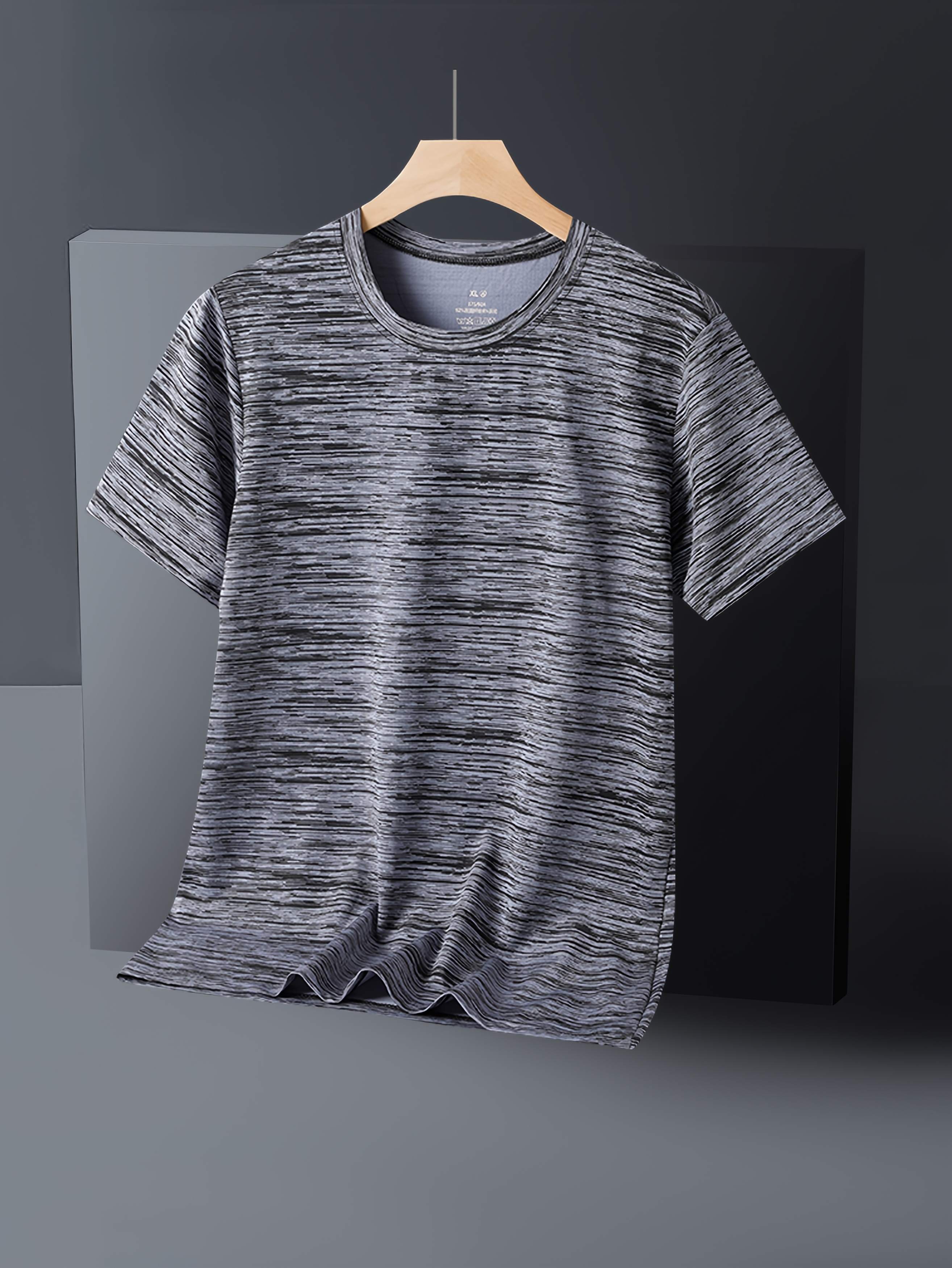 Men'S Lightweight Ice Sliky Fiber Fabric Quick-Dry T-Shirt - Blue & Black Striped, Breathable & Moisture-Wicking, Loose Fit for Running, Gym, Outdoor Activities, Travel, and Casual Wear, Gym Apparel | Striped Tshirt | Quickdry Fabric