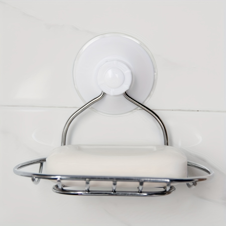 Creative Suction Cup Soap Dish- Bathroom Wall Soap Holder, No- Drill Water- Draining Storage Rack, Bathroom Organization, Shower Organizer,  , Wallmounted Holder, Durable Construction, Rustresistant Material, Soap Tray, Small  , Practical  , Soap Holder Bathroom Organizer, Small White Shower Soap Tray With Suction Cups, Double Soap Wall Holder, Bathroom Decorations, Washroom Soap Holder