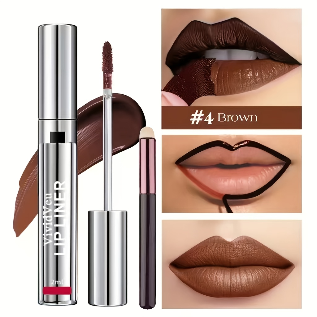 TEMU 4-color Matte Lip Liner Pencil, Long-lasting, , Water And Sweat Resistant, Moisturizing And Nourishing, Fade-resistant, Cup-proof, Suitable For All Light Beige Shades, Christmas Gift, Red