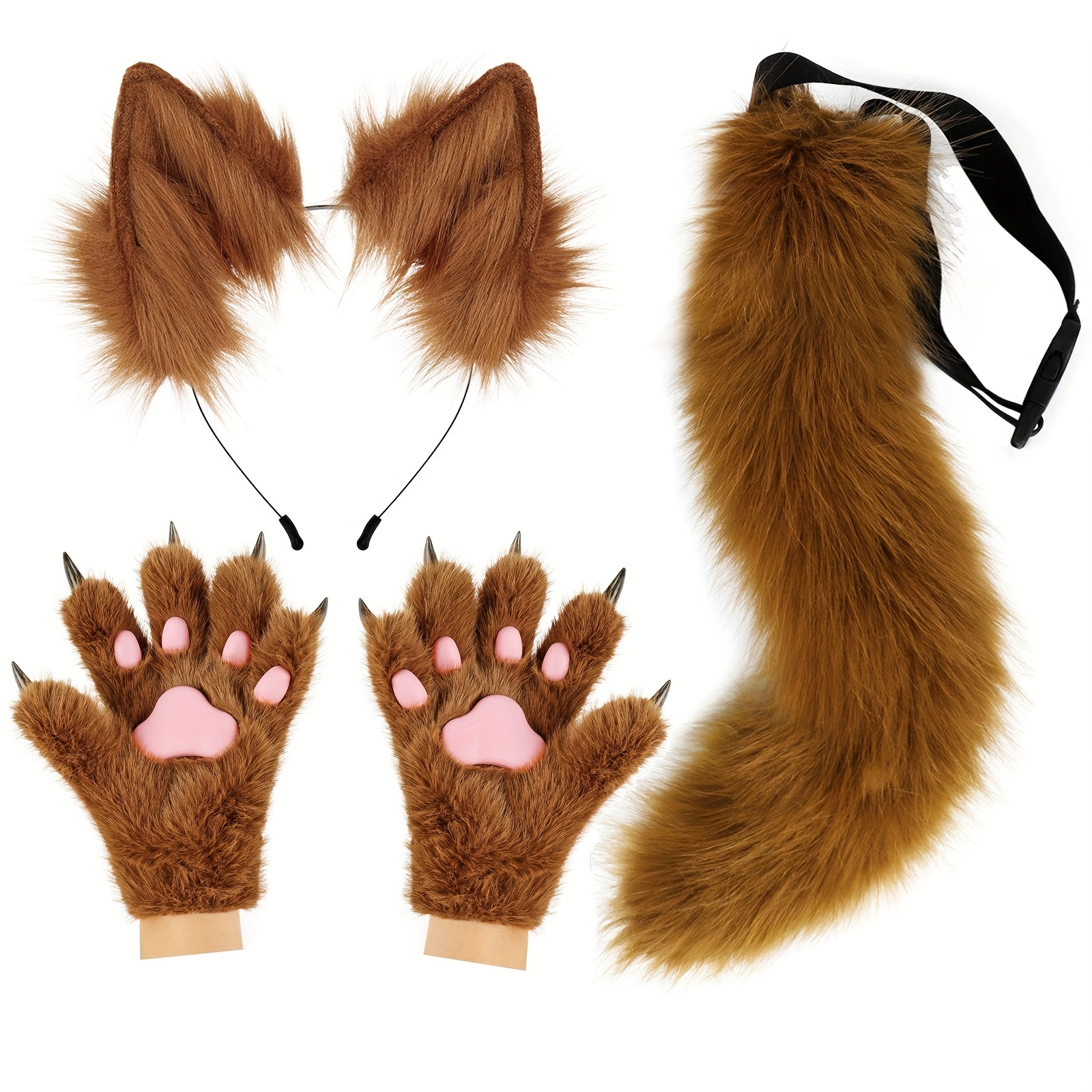 Ifundom Löwen-Kostüm-Set – Stirnband, Schwanz & Pfoten-Handschuhe, 4-teilig Für Halloween & Cosplay