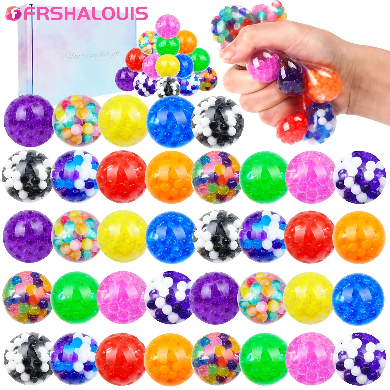 

36pcs Mini Balls, 1.65inch Sensory Balls, Soft Tactile Hand Toys, Candy Bag Fillers, Party Favors For Valentine's Day Birthday Christmas Halloween Easter Thanksgiving For Adults